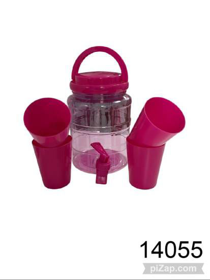 Imagen de DISPENSER CON CANILLA PLASTICO + 4 VASOS 18 CM X 17 D COLOR RO-VER-CELE 2.26